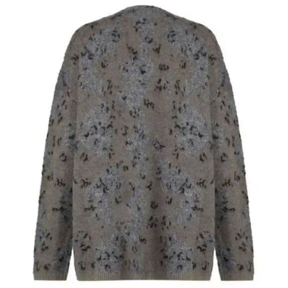 ALLSAINTS Women's Sz SMALL Grey Black Patterned V-Neck Wool Blend Cardigan $228 - Picture 6 of 10